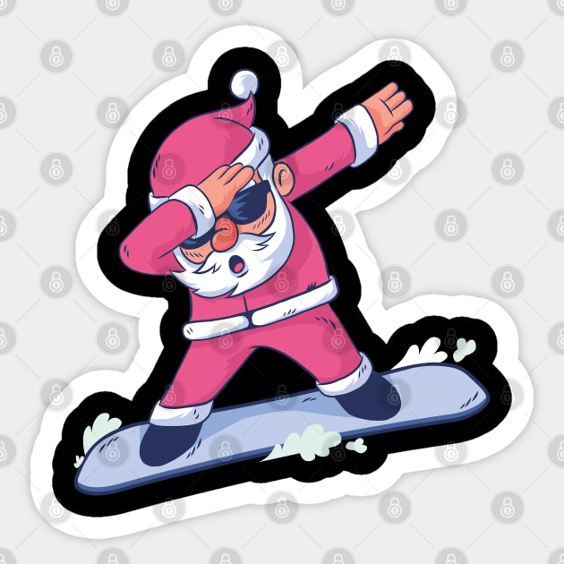 Snowboarding Dabbing Santa Sticker by madeinchorley